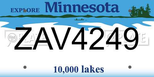 ZAV4249 Minnesota License Plate