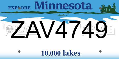 ZAV4749 Minnesota License Plate