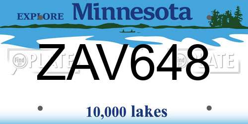 ZAV648 Minnesota License Plate