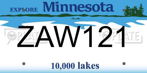 ZAW121 Minnesota License Plate