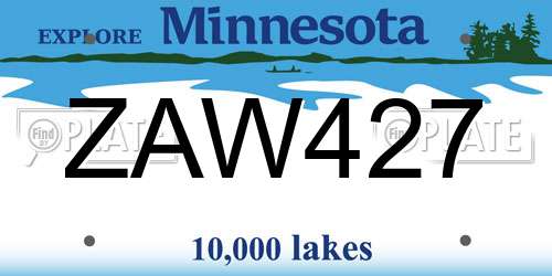 ZAW427 Minnesota License Plate