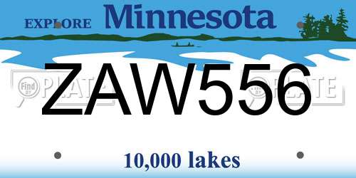 ZAW556 Minnesota License Plate