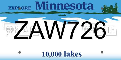 ZAW726 Minnesota License Plate