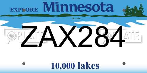 ZAX284 Minnesota License Plate