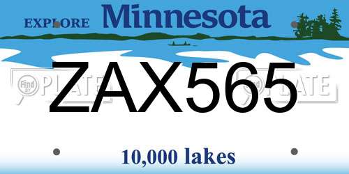 ZAX565 Minnesota License Plate
