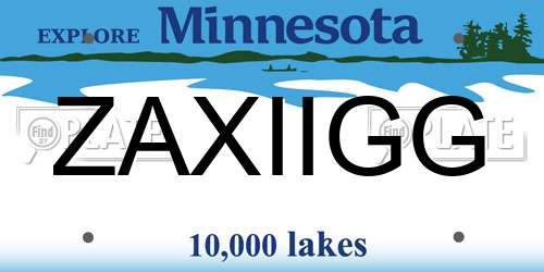 ZAXIIGG Minnesota License Plate