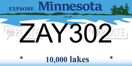 ZAY302 Minnesota License Plate