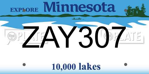 ZAY307 Minnesota License Plate