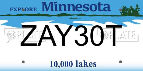 ZAY30T Minnesota License Plate