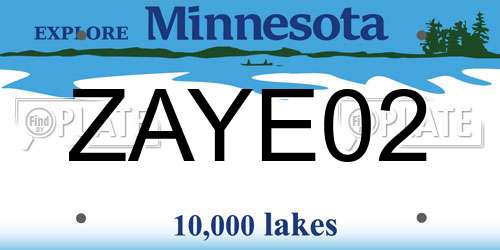 ZAYE02 Minnesota License Plate