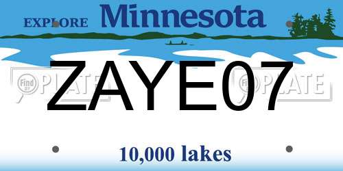 ZAYE07 Minnesota License Plate