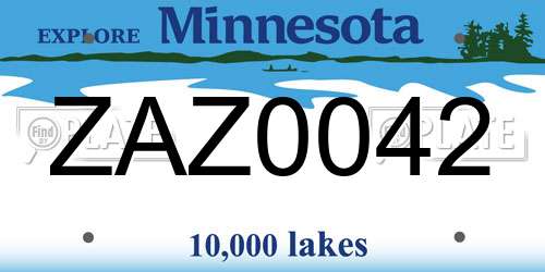 ZAZ0042 Minnesota License Plate