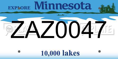ZAZ0047 Minnesota License Plate