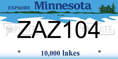 ZAZ104 Minnesota License Plate