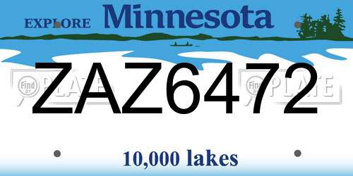ZAZ6472 Minnesota License Plate