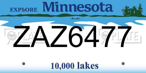 ZAZ6477 Minnesota License Plate