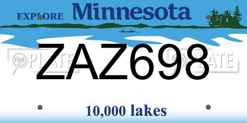 ZAZ698 Minnesota License Plate