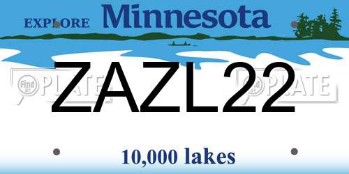 ZAZL22 Minnesota License Plate