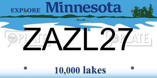 ZAZL27 Minnesota License Plate