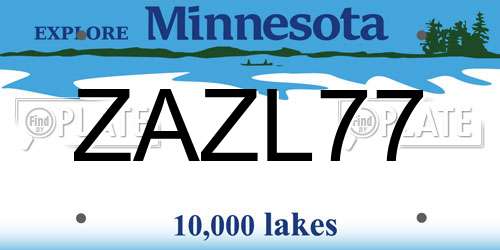 ZAZL77 Minnesota License Plate