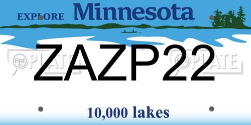 ZAZP22 Minnesota License Plate