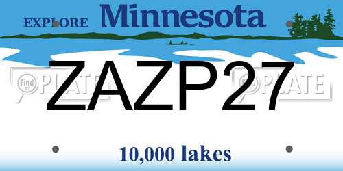 ZAZP27 Minnesota License Plate