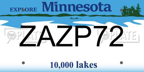 ZAZP72 Minnesota License Plate