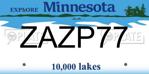 ZAZP77 Minnesota License Plate