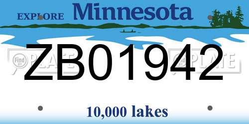 ZB01942 Minnesota License Plate