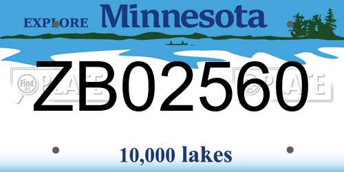 ZB02560 Minnesota License Plate