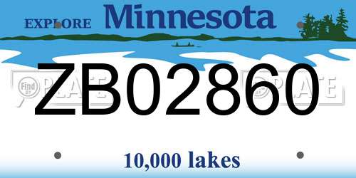 ZB02860 Minnesota License Plate