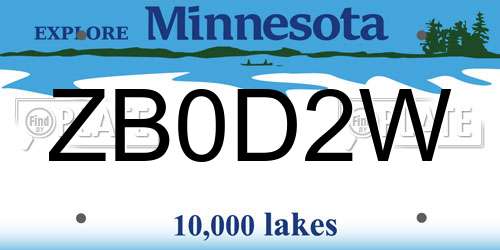 ZB0D2W Minnesota License Plate