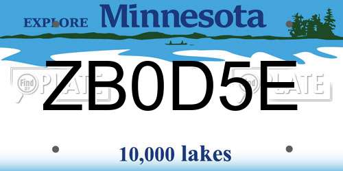 ZB0D5E Minnesota License Plate