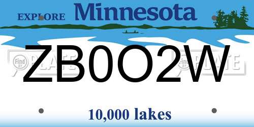 ZB0O2W Minnesota License Plate