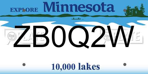 ZB0Q2W Minnesota License Plate