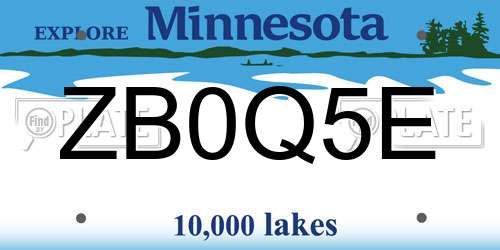 ZB0Q5E Minnesota License Plate