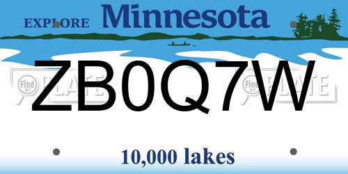 ZB0Q7W Minnesota License Plate