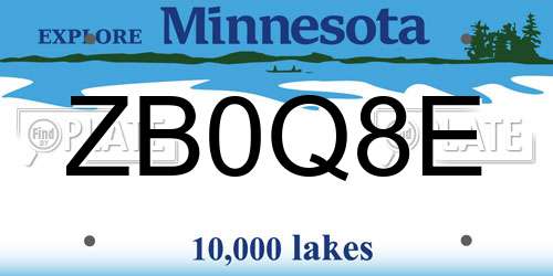 ZB0Q8E Minnesota License Plate