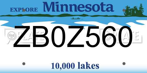 ZB0Z560 Minnesota License Plate