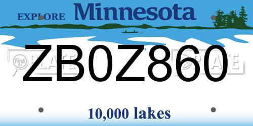 ZB0Z860 Minnesota License Plate