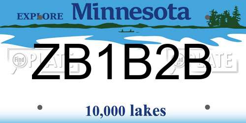 ZB1B2B Minnesota License Plate