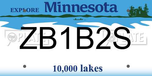 ZB1B2S Minnesota License Plate
