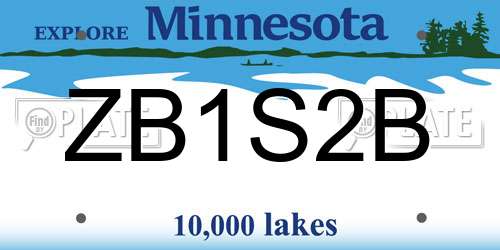 ZB1S2B Minnesota License Plate