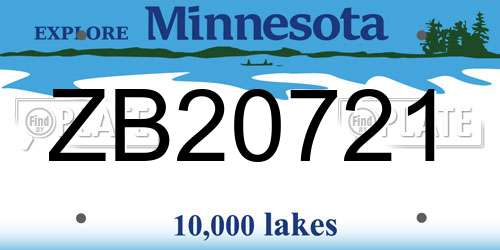 ZB20721 Minnesota License Plate
