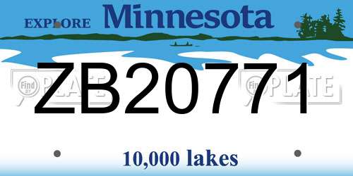 ZB20771 Minnesota License Plate