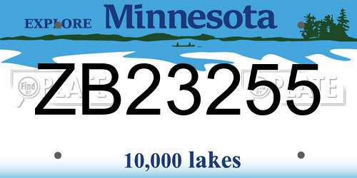 ZB23255 Minnesota License Plate