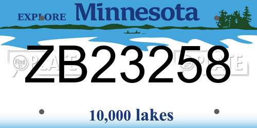ZB23258 Minnesota License Plate