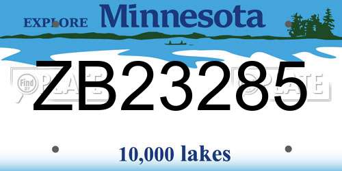 ZB23285 Minnesota License Plate