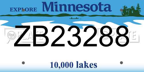 ZB23288 Minnesota License Plate