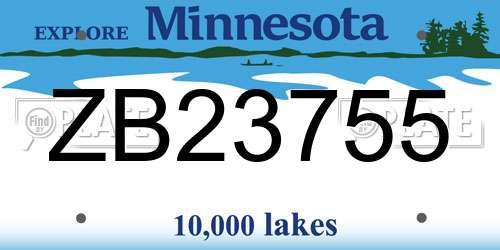 ZB23755 Minnesota License Plate